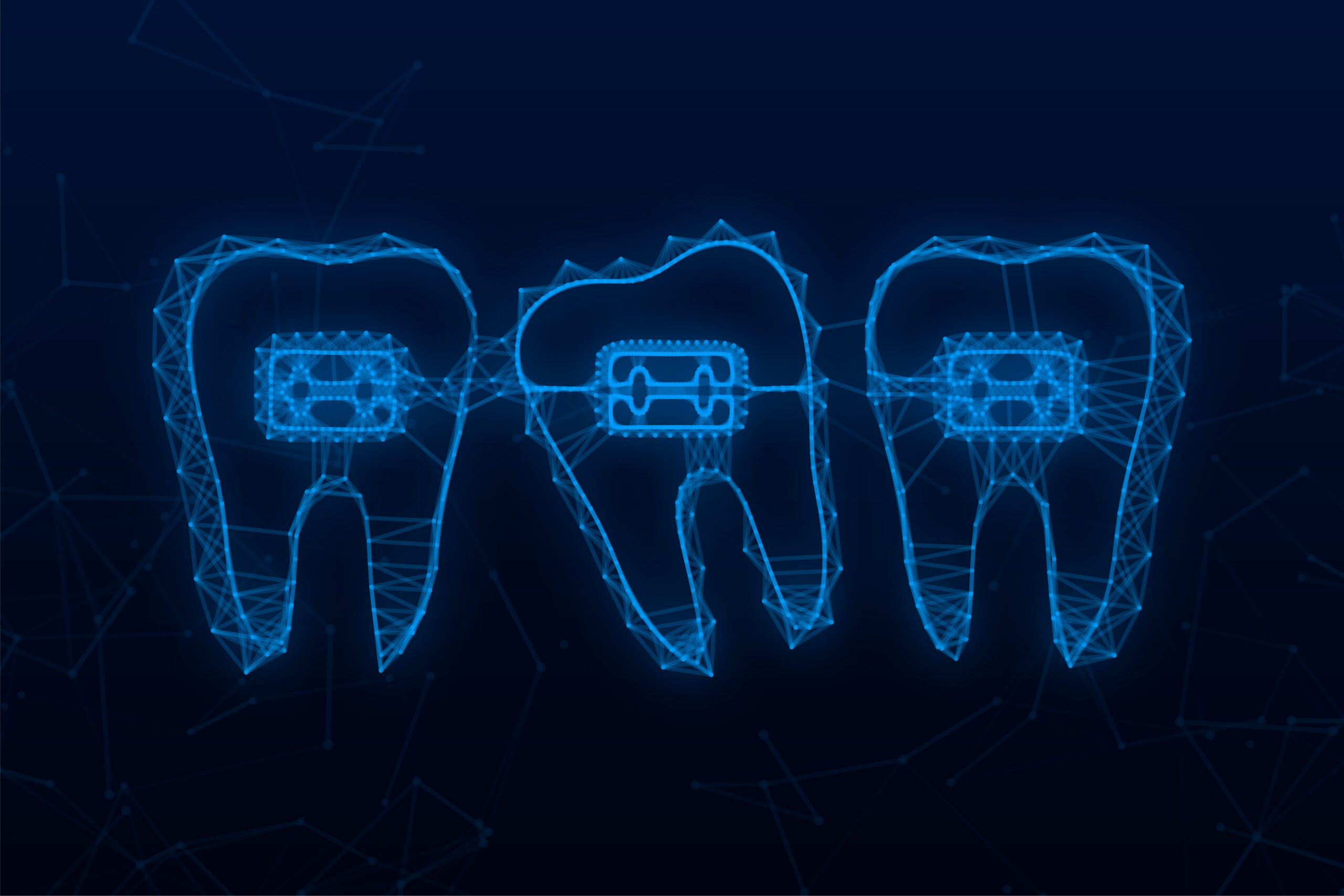 Correction of teeth with orthodontic braces. Stages of teeth alignment. Dental clinic services. Vector illustration